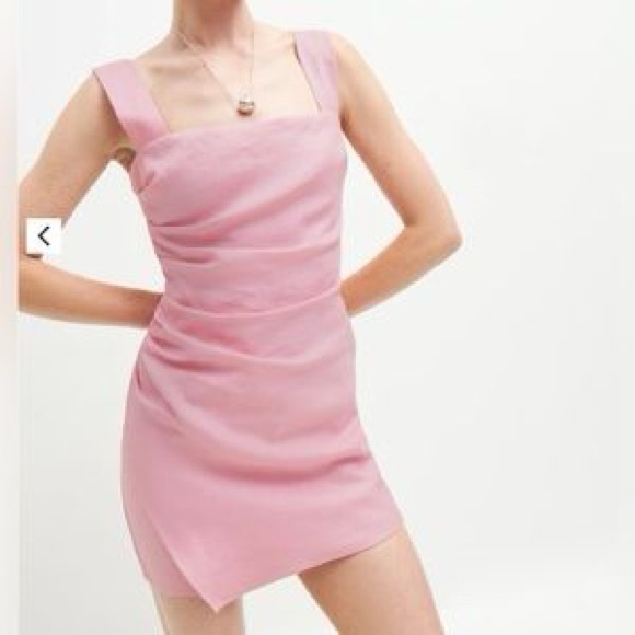 REFORMATION Kerrigan 100% Linen Light Pink Mini Dress - Picture 2 of 15